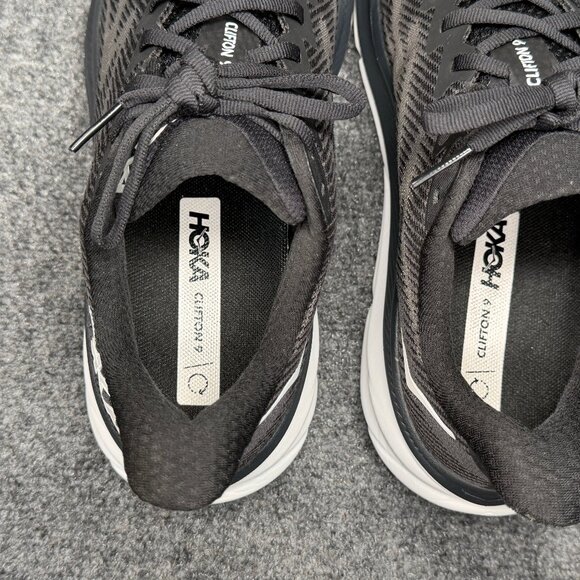 Hoka Clifton 9 Running Shoes Women's Size 8.5 Black White Athletic Run Training - Picture 10 of 13